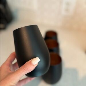 Set of 6 Black Stemless Wine Glasses